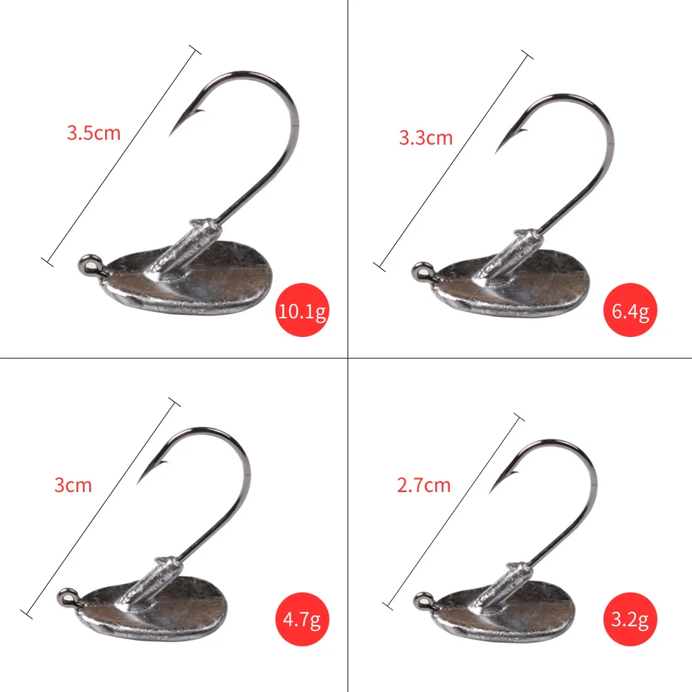 2pcs/lot Lead Head Hook 3.5g/5g/7g/10g  Tumbler Jig Bait Fishing Hooks For Soft Lure Fishing Tackle
