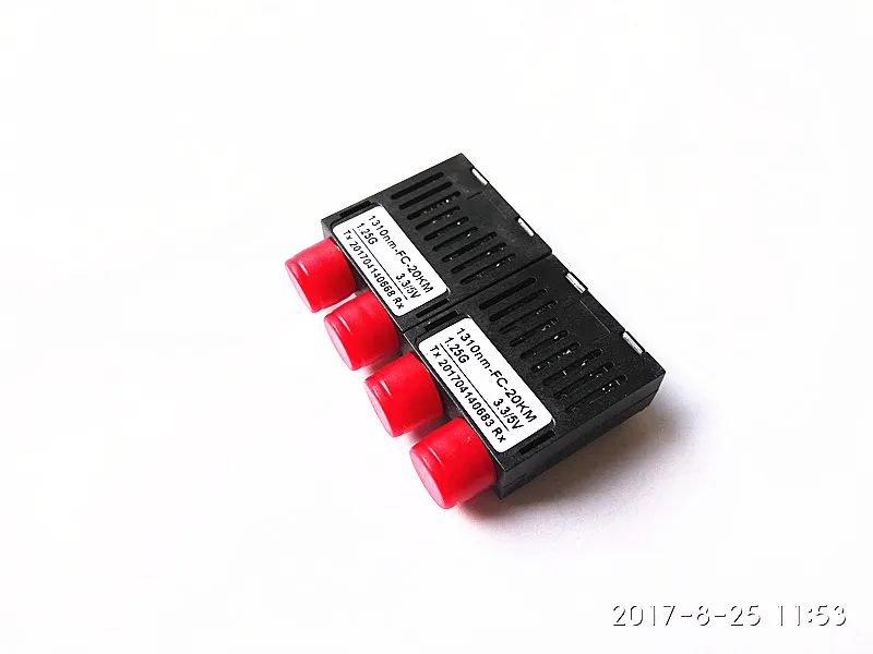 2pcs/lot 10/100/1000M Dual Fiber 1x9 Optical Transceiver Module 1.25G Transceiver 20KM 1310nm FC  3.3/5V