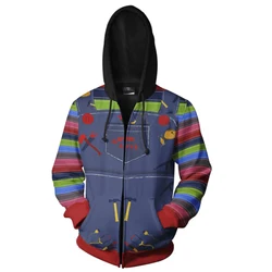 Anime Chucky Hoodie 3D Printed Sweatshirt Men Women Casual Zip Up Jacket Coat