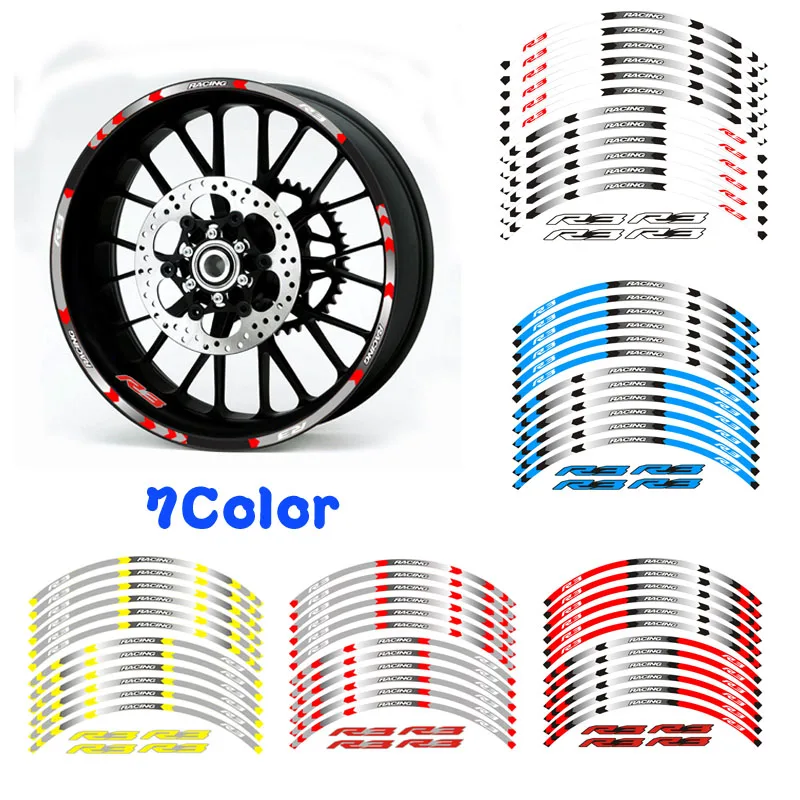 

Hot sell For YAMAHA YZF R3 motorcycle 17 inch wheel decals Reflective stickers rim stripes YZF-R3 motorbike R3 7 COLOR