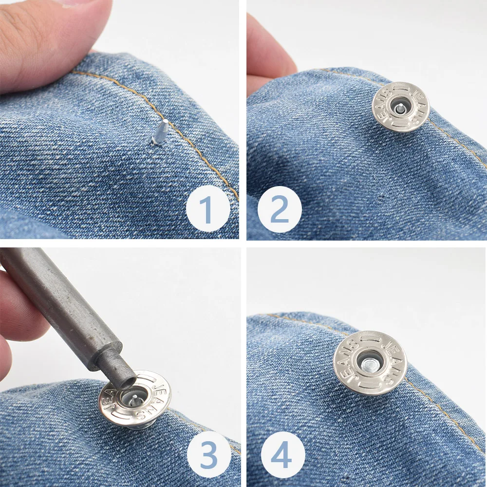 20 mm Jeans Buttons 15 Sets + Installation Tools Pants Buttons Metal Clasp Buckle Clothing & Accessories