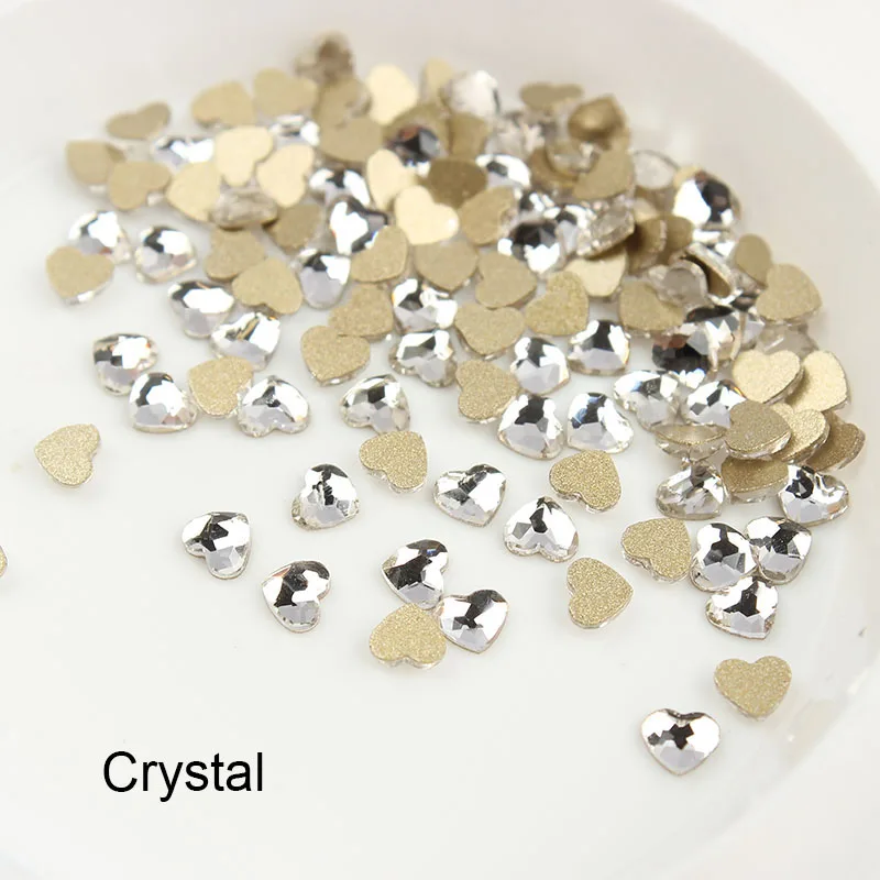 40pcs Flat Back Colorful Mini Heart Nail Rhinestones For Manicure Decorations Crystal Glass Stone Manicure 3D Shiny Strass Gem