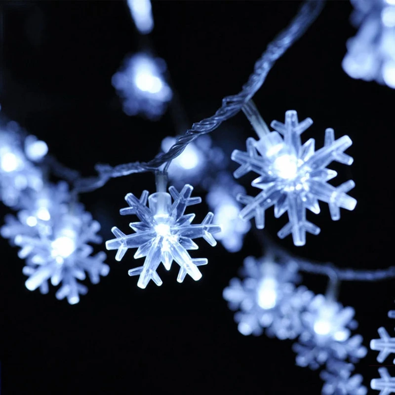 2/5/10M LED Snowflake String ไฟ Fairy Garland คริสต์มาสต้นไม้ New Year Room วันวาเลนไทน์ตกแต่ง Lighys USB แบตเตอรี่