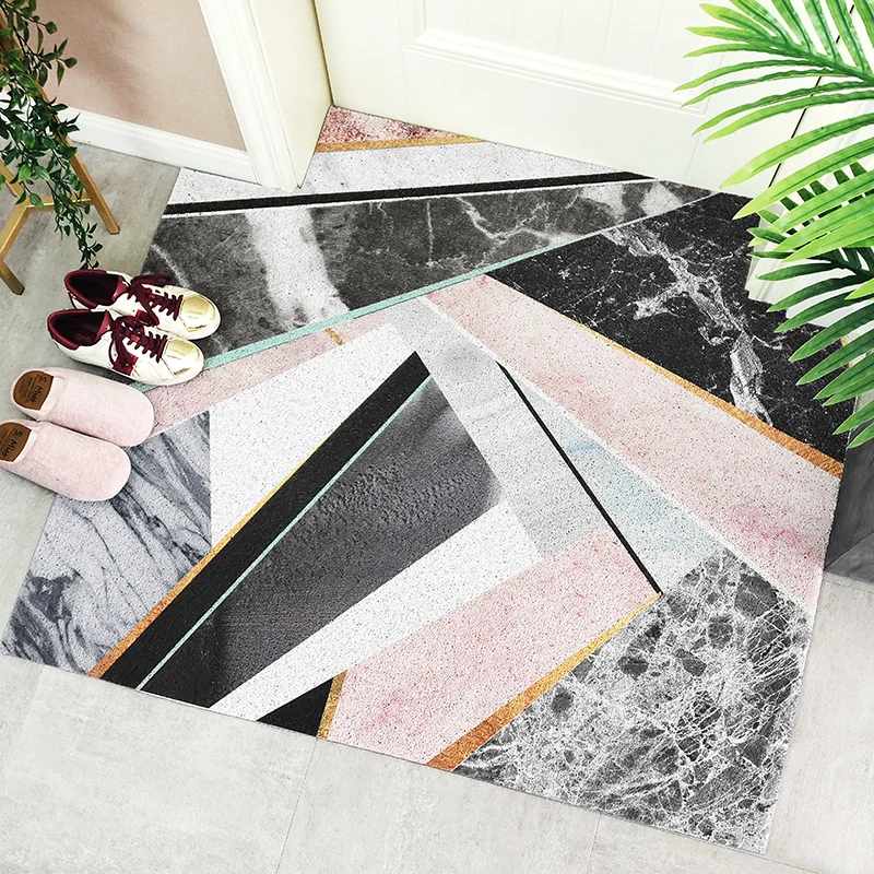 Imitation Marble Anti-Fatigue Mat, Dust-proof Rug, Geometry Design Carpet, Foam Non-slip Mat, Waterproof and Oil Proof Area Rug