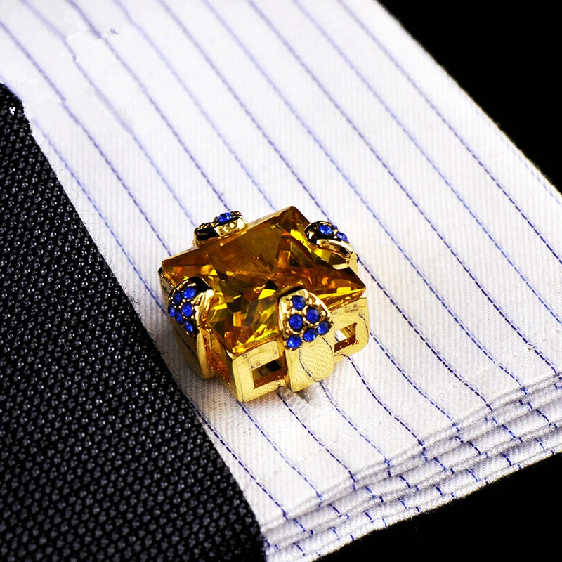 FLEXFIL Jewelry french shirt cufflink for mens Prometheus Cuffs link Button male crystal High Quality Luxury Wedding abotoaduras