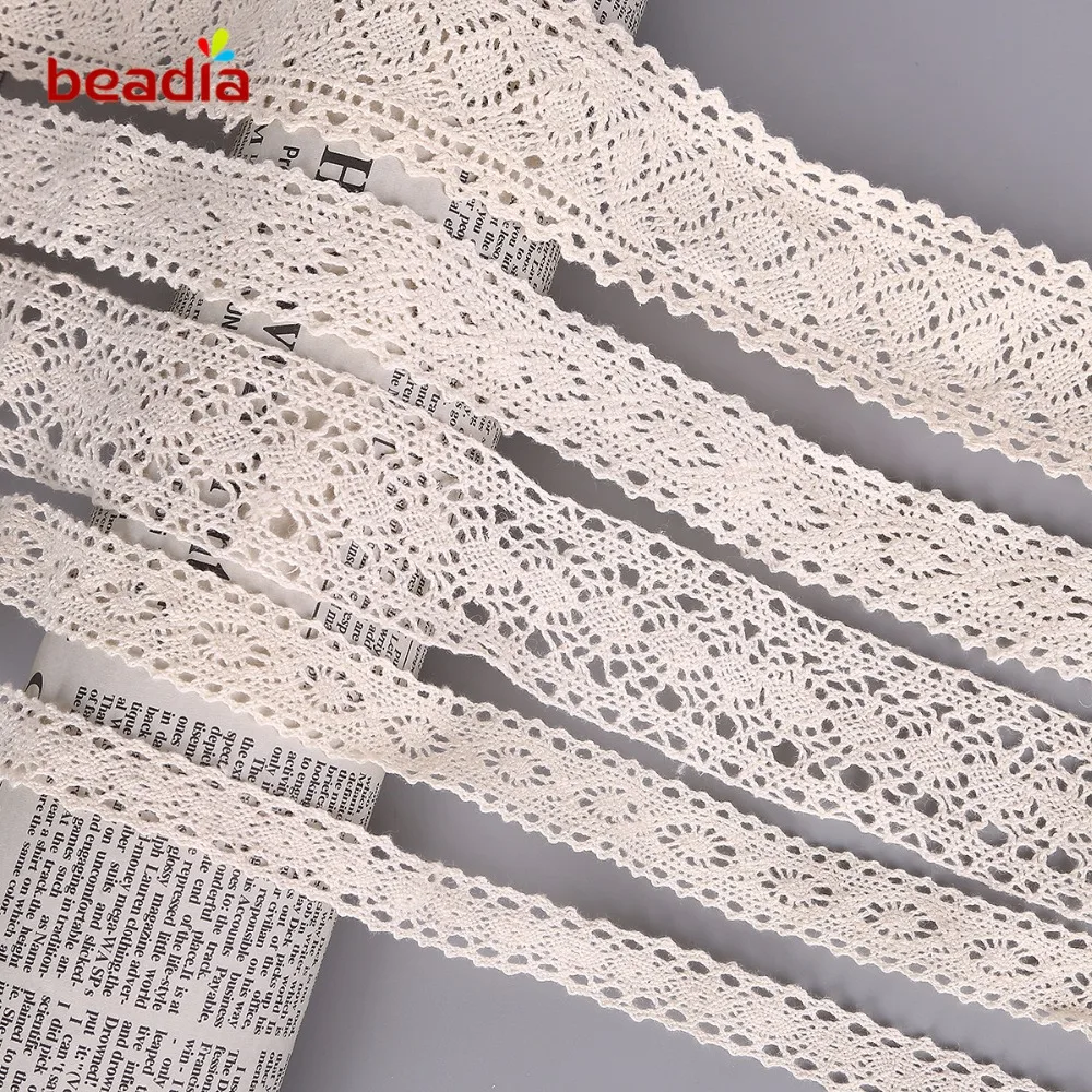New! Apparel Sewing Fabric 5 Yards DIY Ivory White Black Trim Cotton Crocheted Lace Fabric Ribbon Handmade Accessories Craft