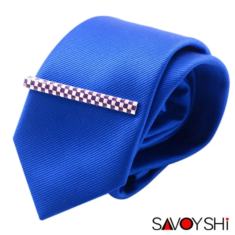 SAVOYSHI الكلاسيكية الأرجواني الأزرق المينا شعرية التعادل كليب للرجال ربطة العنق التعادل بار المشبك التعادل دبوس العلامة التجارية مجوهرات