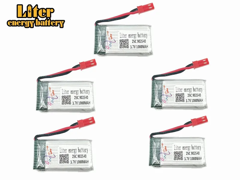 5pcs RC Drone Lipo Battery JST 902540 3.7V 1000mAh 25c Lipo 1S Battery For MJX x400 X300C X800 Quadcopter Parts