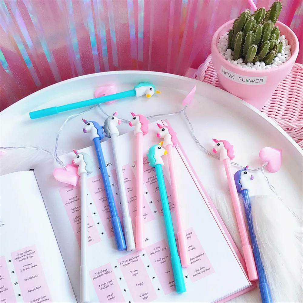 

24pcs/lot Korea Novelty Dreamy Unicorn Pony Black Gel Ink Writing Pens Office Study Materials Kids Birthday Party Favor