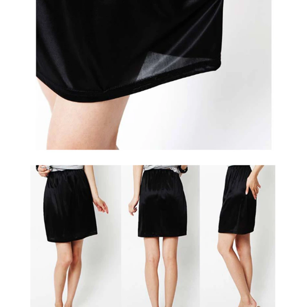 Summer Satin Half Slip Women Underskirt Anti-moving Modal Inner Lining Skirt Slim Anti-Static Anti-emptied Safety Skirt