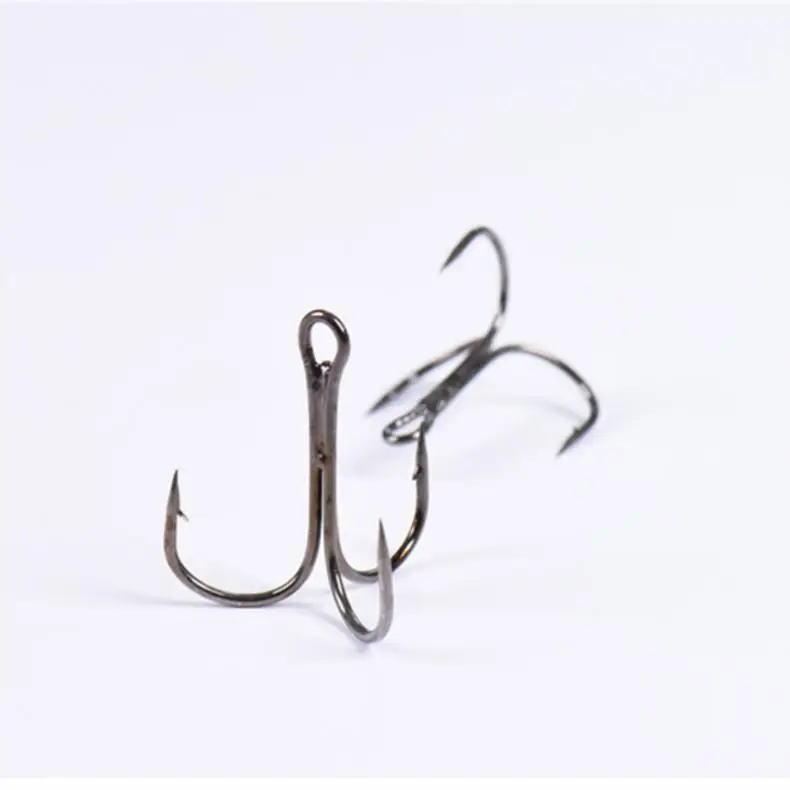 100PCS Gray High Carbon Steel Fish Hook 10# 12# Treble Hooks Fishing Tackle For Bass Soft bait