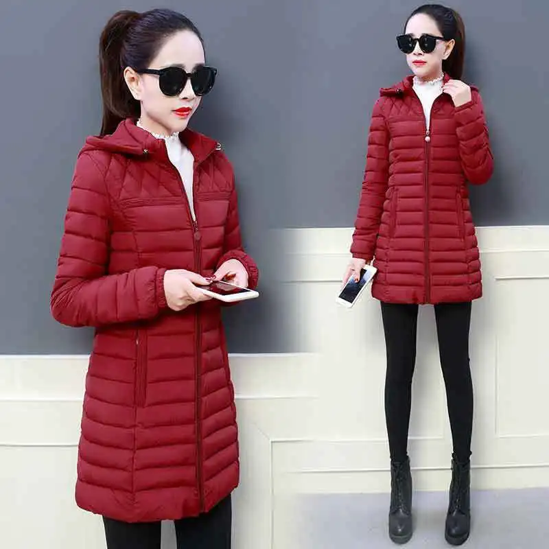 winter jacket women 2024 female coat Hooded Slim Outwear woman long parka  Cotton Padded