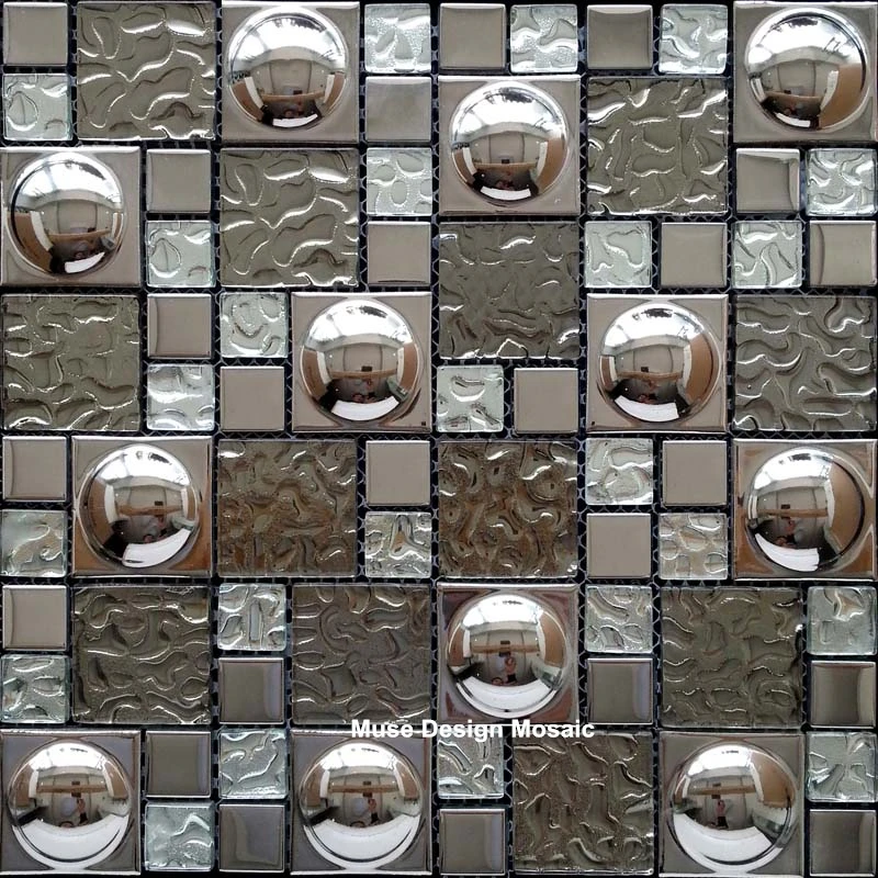 

European 3D Silver Foil Wave Crystal Glass Mosaic Tile, Kitchen backsplash bathroom Shower Waistline fireplace brick Wall tile