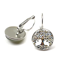 Tree of Life Flower Earring Vintage plant Cabochon Glass earrings life Tree for Pendant Women Jewelry Gifts birthday wholesale