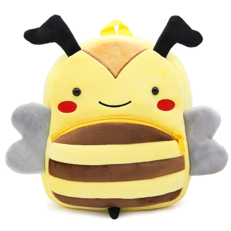 Baby lovely cartoon school bag kids yellow bee design plush backpack boys and girls animal mini cute schoolbag gift