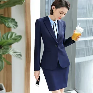 نافيو الربيع ملابس الأعمال الجديدة بدلة نسائية ضئيلة مزاج بأكمام طويلة سترة مع تنورة مكتب زي السيدات أعلى 12 مبيعات اللباس تنورة البدلات - No1