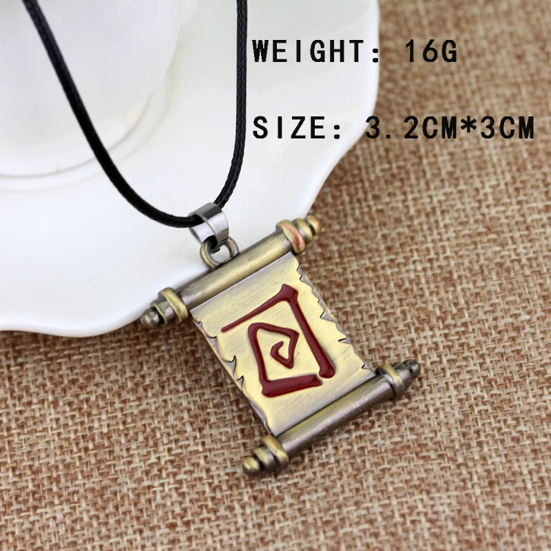 Fashion Jewelry Dota 2 Town Portal Transfer Scroll Necklace Colar Vintage Dota 2 Talisman of Evasion Pudge Magical Roll Pendant