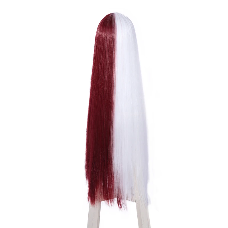 L-email wig MHA Shouto Todoroki Cosplay Wigs BNHA Cosplay 80cm Long Straight Red White Women Halloween Synthetic Hair