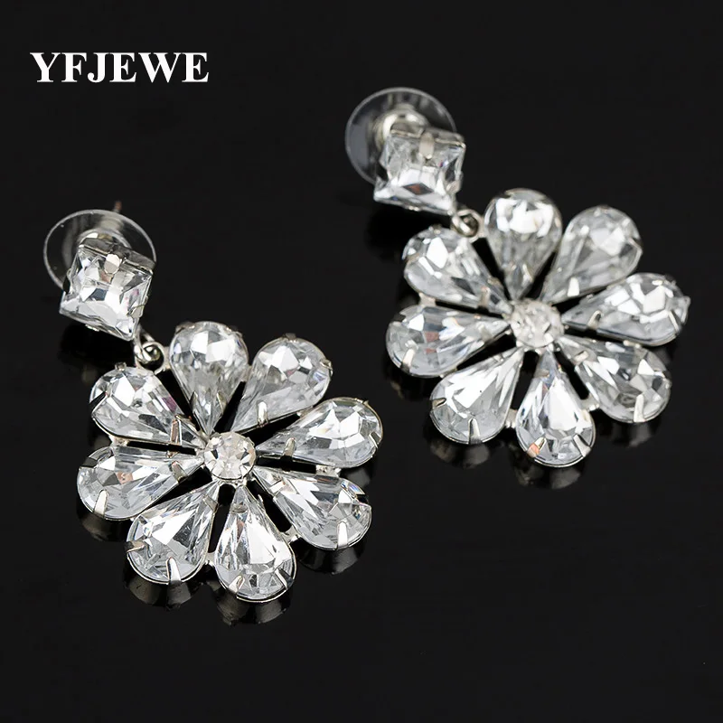 YFJEWE Fashion jewelry women gift luxury design Ladies crystal flower earrings fashion earrings women's Accessories #E279