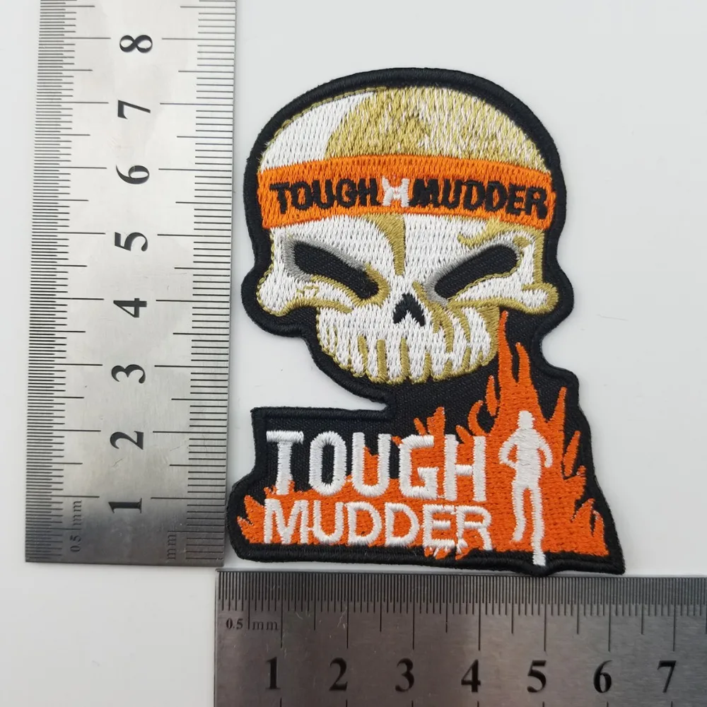 TOUGH MUDDER Biker Motorcycle Vest Rider Embroidered Patch Iron On Front Patch DIY Free shipping Eco-friendly