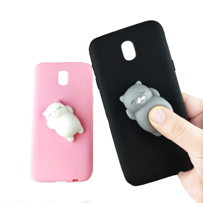Capa de telefone Squishy Para Samsung J3 2017 Capa 3D Cute Cartoon Squeeze Toys Para Samsung Galaxy J5 Pro J7 2017 Candy Color TPU Case