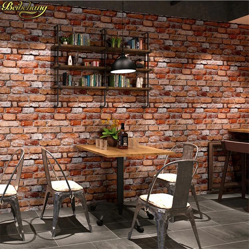 

beibehang papel de parede Retro nostalgic antique 3d stone brick wallpaper bar coffee wall papers home decor 3D wallpapers