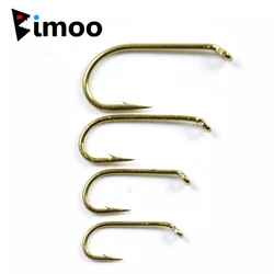 Bimoo 50pcs Fly Fishing Wet Fly Hook 2X Strong Wire Nymph Hook Bronze Finish Fly Tying Material Size #8 #10 #12 #14 #16 #18 #20
