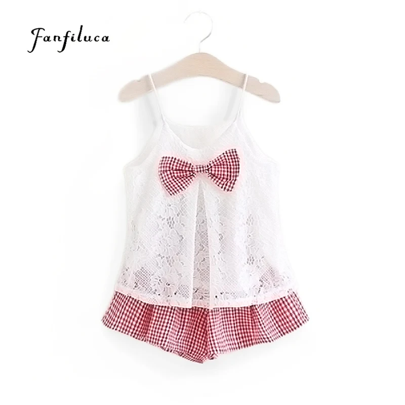 

Fanfiluca Girls Clothing Sets Summer Cotton Vest Two-piece Sleeveless Children Sets Casual Fashion Girls Clothes Suit Shorts