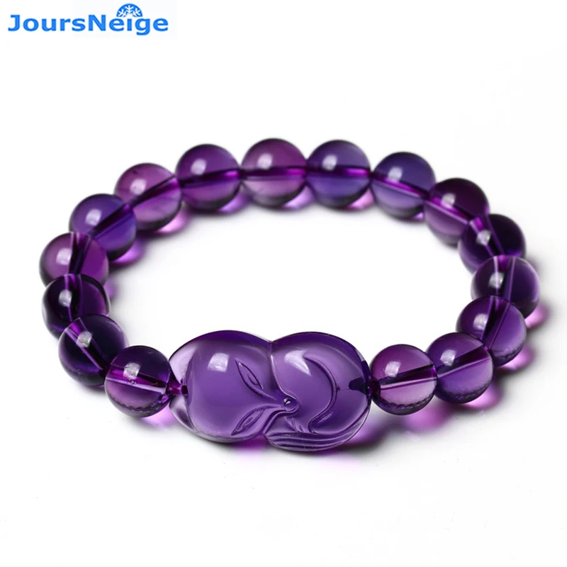 Wholesale Open light Purple Crystal Bracelets Round Beads With Pixiu Bracelet Lucky for Women Help Marriage Fashion Jewelry