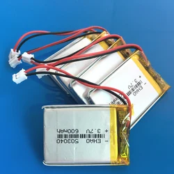 5 szt. 3.7V 600mAh 503040 akumulator Lipo + wtyczka JST PH 2.0mm 2Pin do MP3 GPS DVD Bluetooth rejestrator Ebook Camera