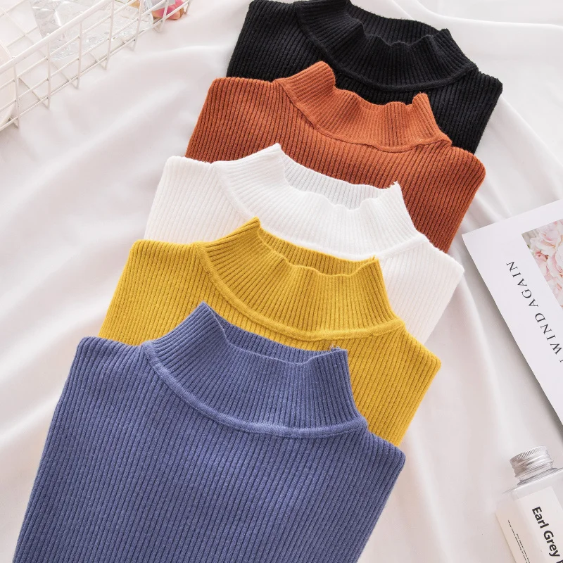 New Turtleneck Knitted Sweater Female Casual Pullover Women Autumn Winter Tops Korean Sweaters Fashion 2020 Women Sweater Jumper