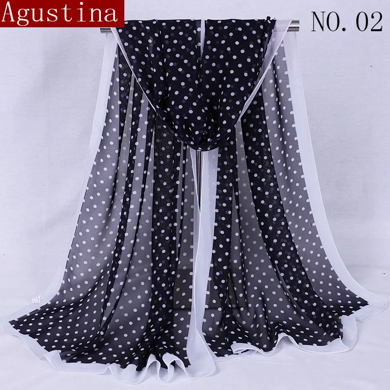 2018 chiffon dot summer fashion scarf luxury shawsl women hijb head scarfs brand high quality long scarfs for ladies scarves