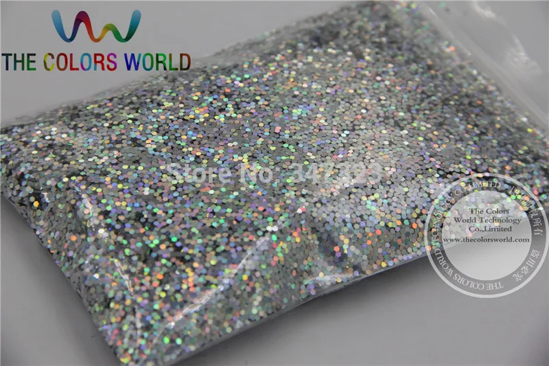 TCA101 Holografische Diamant Zilveren Kleur Hexagon Vorm 1 MM Size Glitter Beregening Pailletten voor nail art en andere DIY accessoires