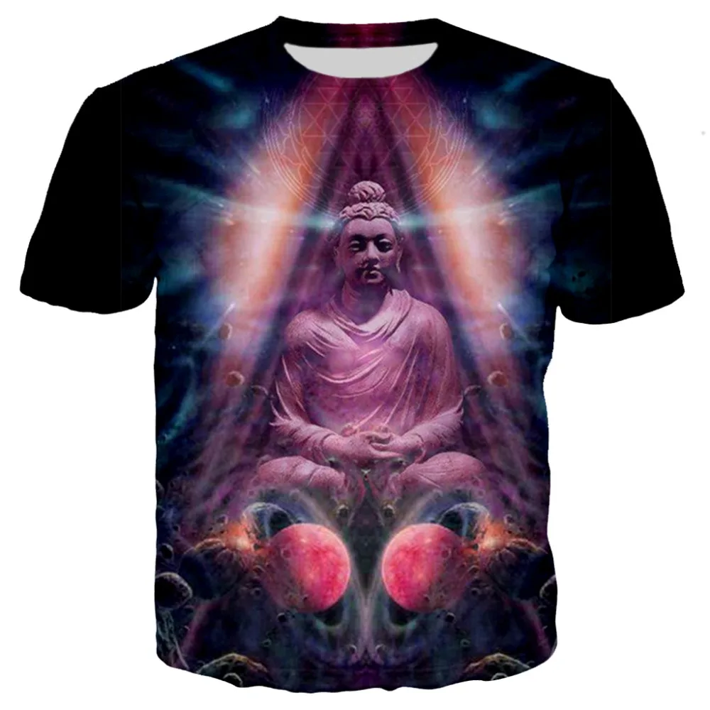 Summer vintage Tshirt Men/women ethnic Buddha 3d Print Indian Harajuku T-shirt Trippy Mens Clothing art painting tees Witch tops