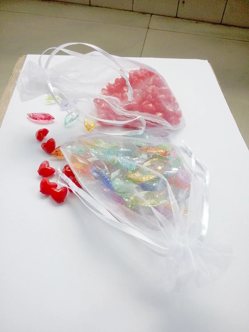 

1000pcs 15*20 White gift bags for jewelry/wedding/christmas/birthday Organza Bags with handles Packaging Yarn bag