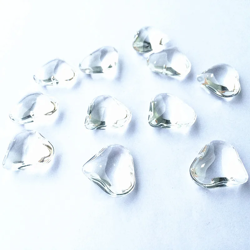 New Arrived 20Pcs 22*22mm Lovely Clear Glass Heart Shape Smooth Beads With One Hole For Diy Chandelier Light Pendants Home Decor