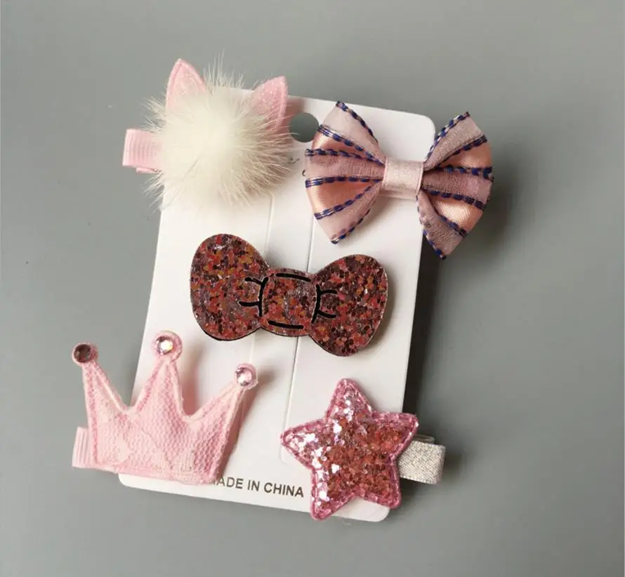 Children Kids Hair Accessories Hairpin New Lovely Bows Hair Clips Girls Bowknot Flowers Headwear Safety Barrettes Headdress