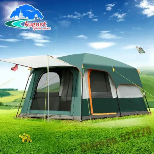 

August 5 6 8 Person 2 Layer 1 Living Room 2 Bed Room Family Party Self-Driving Relief Waterproof Anti Wind Outdoor Camping Tent