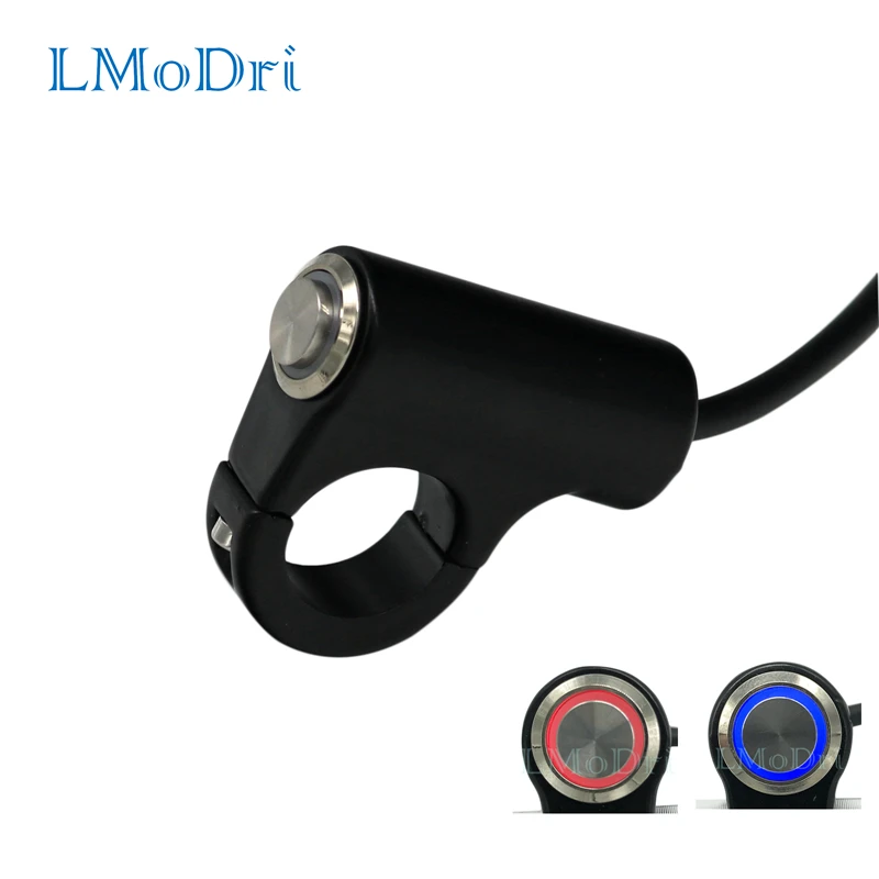 

LMoDri Motorcycle Switches ATV Scooter 22mm Handlebar Headlamp Hazard Fog Light Switch ON-OFF Aluminum With LED DIY Replacement