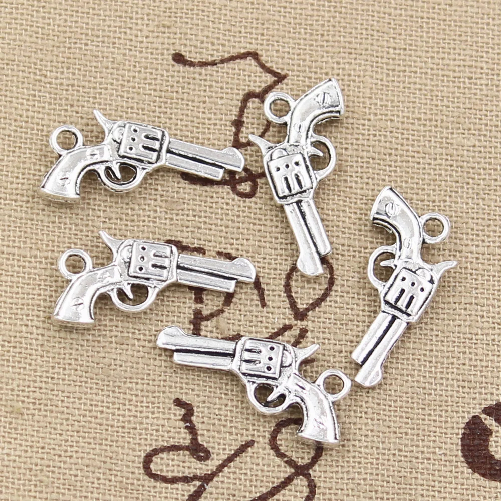 30pcs Charms Pistol Gun 22x12mm Handmade Craft Pendant Making fit,Vintage Tibetan Bronze Silver color,DIY For Bracelet Necklace