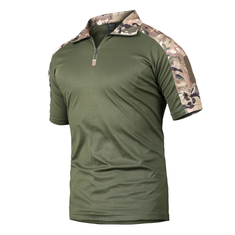 Men Quick Dry Military Uniform Polo Shirts Breathable Wicking Army Combat Tees Shirts Summer Tactical Camouflage Shirt S-3XL