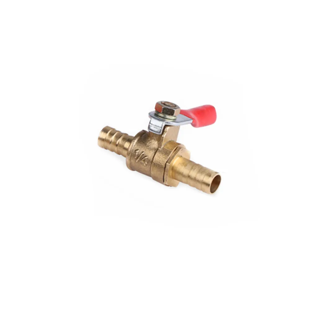 red handle small Valve 6mm-12mm Hose Barb Inline Brass Water Oil Air Gas Fuel Line Shutoff Ball Valve Pipe Fittings