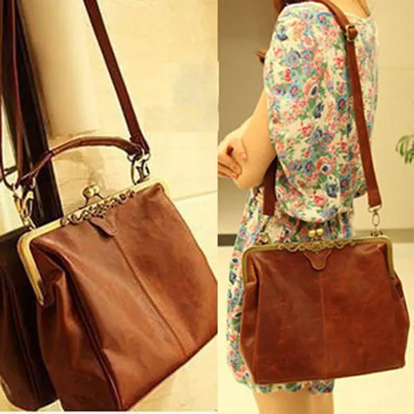 

Spring and Summer Hand-Held Single Shoulder Diagonal Cross Women's Bag Frosted Leather Clip British Retro Mailman Bag