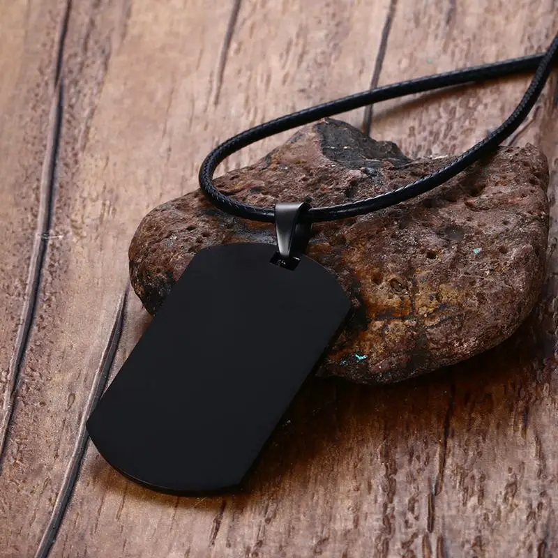 Mens Necklaces Stainless Steel Medical Alert ID Dog tag Pendant Necklace in Black Unisex Fashion Jewelry , Free Engraving