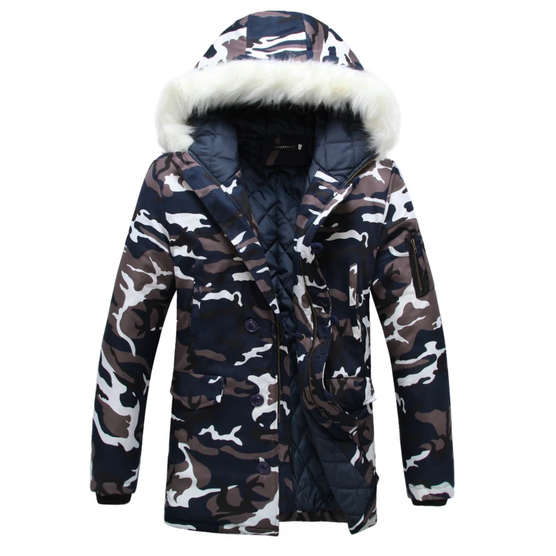 2024 Nieuwe Merk Winter Heren Dikke Camouflage Jas Heren Parka Jas Mannen Capuchon Parka \'S Jas Heren Militair Overjas