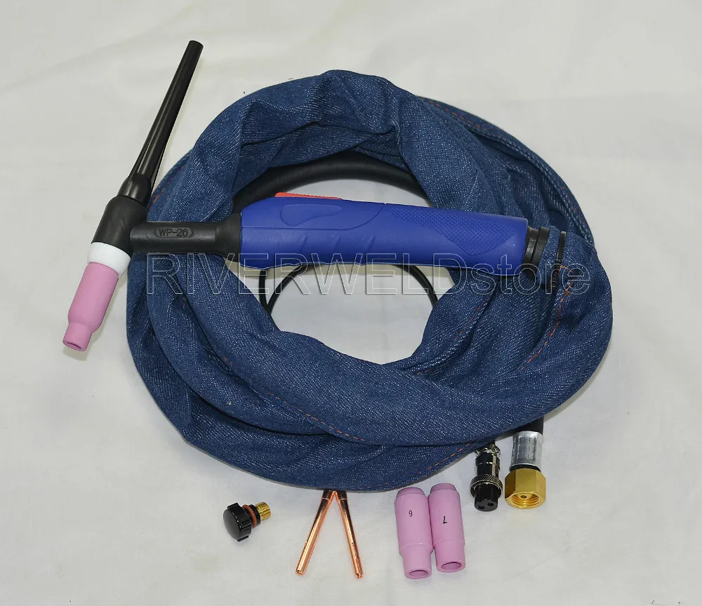 

WP26-12E 12-Foot 200Amp Air Cooled TIG Welding Torch Complete 4-Meter 2 pins Connection Euro Style Torch Head Body