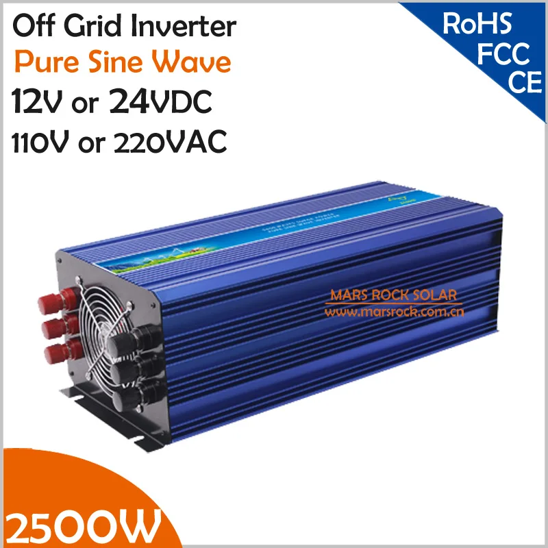 2500W Off Grid Solar Inverter or Wind Inverter, Surge Power 5000W 12V/24VDC 110VAC or 220VAC Pure Sine Wave Inverter