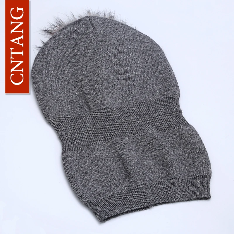 Autumn Winter Knitted Wool Hats For Women Fashion Pompon Beanies Fur Hat Female Warm Caps With Natural Genuine Raccoon Fur Cap