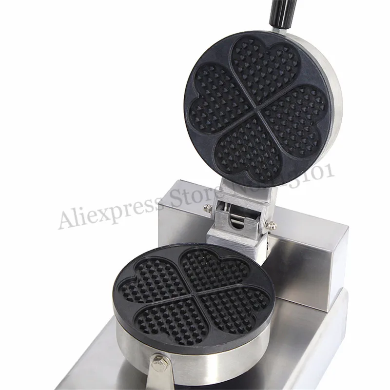 Commercial Waffle Maker Single Head Four Parts Heart-shaped Waffle Machine Stainless Steel Street Snack Machine Hot Selling