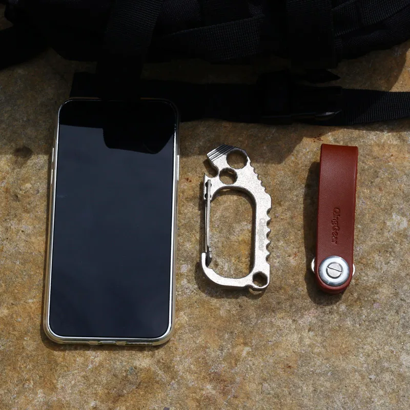 QingGear Stonewashed TC4 Titanium Carabiner Multi purpose Outdoor Kit Pry Tip Screwdriver Bottle Opener Box Opener Special gift